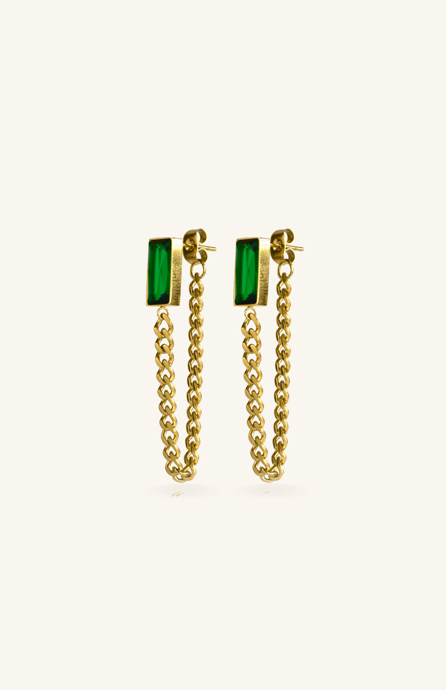 Emerald Chain Stud - Simone The Label